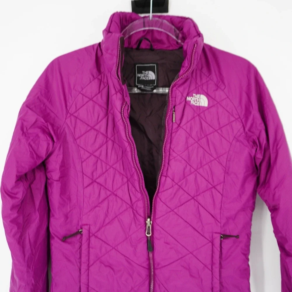 The North Face Women's Purple Quilted Puffer Jacket Full Zip Small FLAW Gorpcore